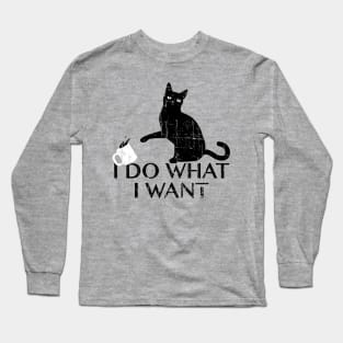 Vintage I Do What I Want Funny Black Cat Long Sleeve T-Shirt